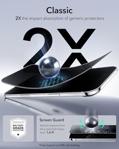 ESR 3 Pack for iPhone 15 Pro Max Screen Protector  Military Grade Shatterproof  9H Hardness  Full Coverage Tempered Glass with UltraFit Tray