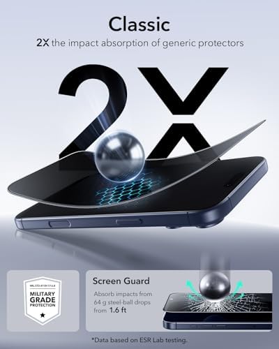 ESR 3 Pack for iPhone 15 Pro Max Screen Protector  Military Grade Shatterproof  9H Hardness  Full Coverage Tempered Glass with UltraFit Tray