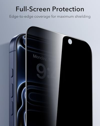 ESR 3 Pack for iPhone 15 Pro Max Screen Protector  Military Grade Shatterproof  9H Hardness  Full Coverage Tempered Glass with UltraFit Tray