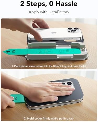 ESR 3 Pack for iPhone 15 Pro Max Screen Protector  Military Grade Shatterproof  9H Hardness  Full Coverage Tempered Glass with UltraFit Tray