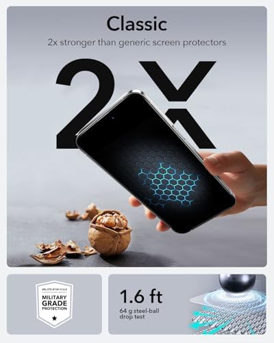 ESR 3 Pack for iPhone 15 Pro Max Screen Protector  Military Grade Shatterproof  9H Hardness  Full Coverage Tempered Glass with UltraFit Tray