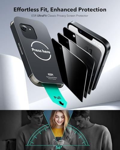 ESR 3 Pack for iPhone 15 Pro Max Screen Protector  Military Grade Shatterproof  9H Hardness  Full Coverage Tempered Glass with UltraFit Tray