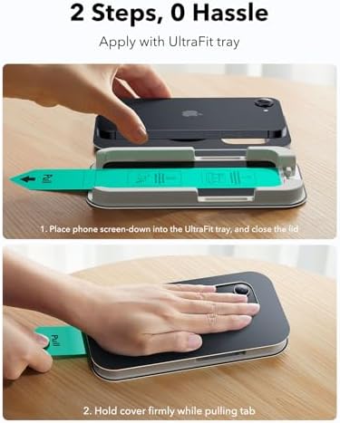 ESR 3 Pack for iPhone 15 Pro Max Screen Protector  Military Grade Shatterproof  9H Hardness  Full Coverage Tempered Glass with UltraFit Tray