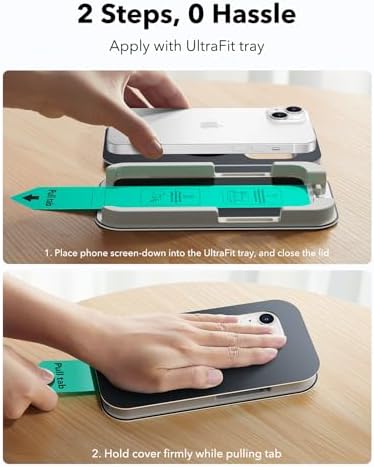 ESR 3 Pack for iPhone 15 Pro Max Screen Protector  Military Grade Shatterproof  9H Hardness  Full Coverage Tempered Glass with UltraFit Tray