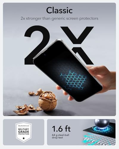 ESR 3 Pack for iPhone 15 Pro Max Screen Protector  Military Grade Shatterproof  9H Hardness  Full Coverage Tempered Glass with UltraFit Tray