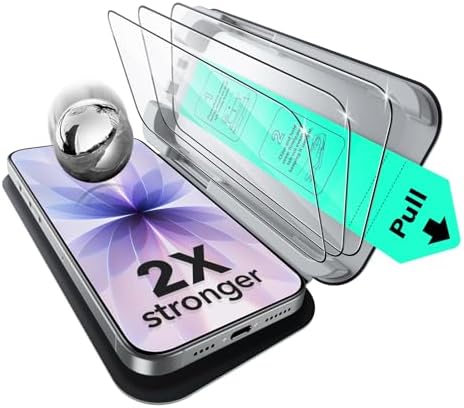 ESR 3 Pack for iPhone 15 Pro Max Screen Protector  Military Grade Shatterproof  9H Hardness  Full Coverage Tempered Glass with UltraFit Tray