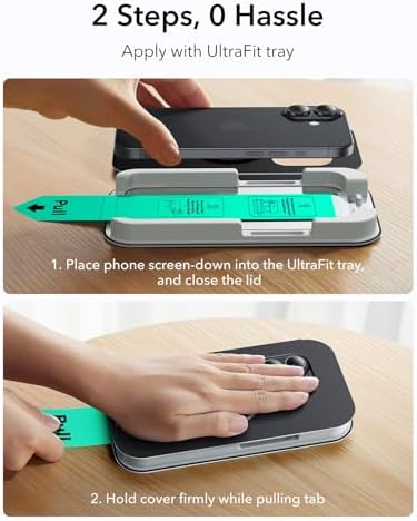 ESR 3 Pack for iPhone 15 Pro Max Screen Protector  Military Grade Shatterproof  9H Hardness  Full Coverage Tempered Glass with UltraFit Tray