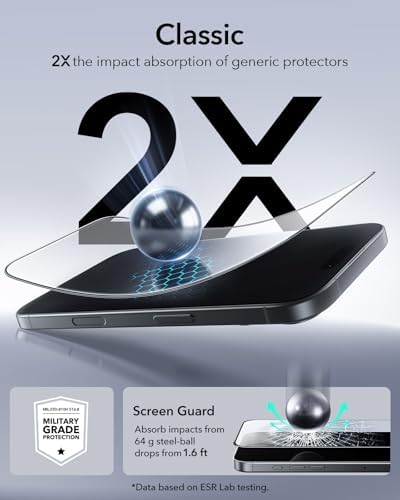 ESR 3 Pack for iPhone 15 Pro Max Screen Protector  Military Grade Shatterproof  9H Hardness  Full Coverage Tempered Glass with UltraFit Tray