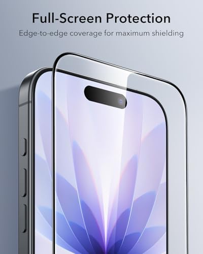 ESR 3 Pack for iPhone 15 Pro Max Screen Protector  Military Grade Shatterproof  9H Hardness  Full Coverage Tempered Glass with UltraFit Tray
