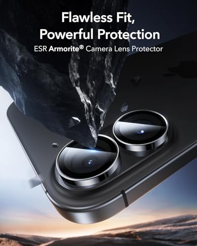 ESR Camera Lens Protector for iPhone 17/iPhone 16/iPhone 16 Plus  Ultra tough HD Individual Lens Protectors  Ultra thin Tempered Glass  1 Pack  Black