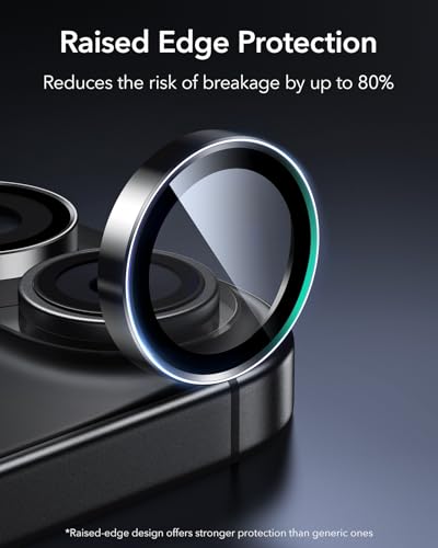 ESR Camera Lens Protector for iPhone 17/iPhone 16/iPhone 16 Plus  Ultra tough HD Individual Lens Protectors  Ultra thin Tempered Glass  1 Pack  Black