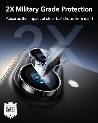 ESR Camera Lens Protector for iPhone 17/iPhone 16/iPhone 16 Plus  Ultra tough HD Individual Lens Protectors  Ultra thin Tempered Glass  1 Pack  Black