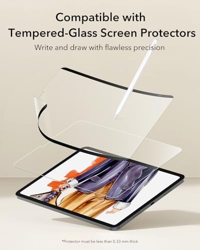 ESR Paper Feel Magnetic Screen Protector for iPad Air 13 Inch M3/M2  7th/6th Gen  2025/2024   Write and Draw Like on Paper  Detachable and Reusable  Compatible with Tempered Film  Matte  Anti Glare