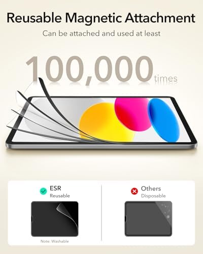ESR Paper Feel Magnetic Screen Protector for iPad Air 13 Inch M3/M2  7th/6th Gen  2025/2024   Write and Draw Like on Paper  Detachable and Reusable  Compatible with Tempered Film  Matte  Anti Glare