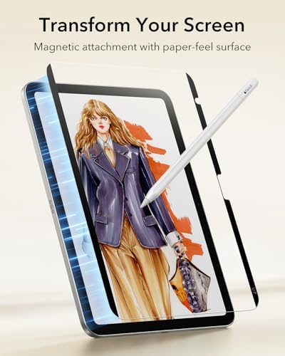 ESR Paper Feel Magnetic Screen Protector for iPad Air 13 Inch M3/M2  7th/6th Gen  2025/2024   Write and Draw Like on Paper  Detachable and Reusable  Compatible with Tempered Film  Matte  Anti Glare