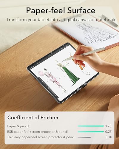ESR Paper Feel Magnetic Screen Protector for iPad Air 13 Inch M3/M2  7th/6th Gen  2025/2024   Write and Draw Like on Paper  Detachable and Reusable  Compatible with Tempered Film  Matte  Anti Glare