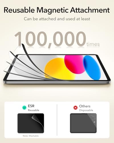 ESR Paper Feel Magnetic Screen Protector for iPad Air 13 Inch M3/M2  7th/6th Gen  2025/2024   Write and Draw Like on Paper  Detachable and Reusable  Compatible with Tempered Film  Matte  Anti Glare