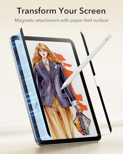 ESR Paper Feel Magnetic Screen Protector for iPad Air 13 Inch M3/M2  7th/6th Gen  2025/2024   Write and Draw Like on Paper  Detachable and Reusable  Compatible with Tempered Film  Matte  Anti Glare