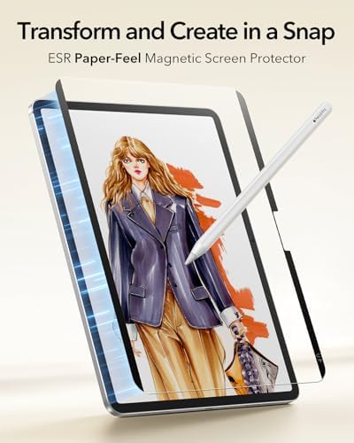 ESR Paper Feel Magnetic Screen Protector for iPad Air 13 Inch M3/M2  7th/6th Gen  2025/2024   Write and Draw Like on Paper  Detachable and Reusable  Compatible with Tempered Film  Matte  Anti Glare