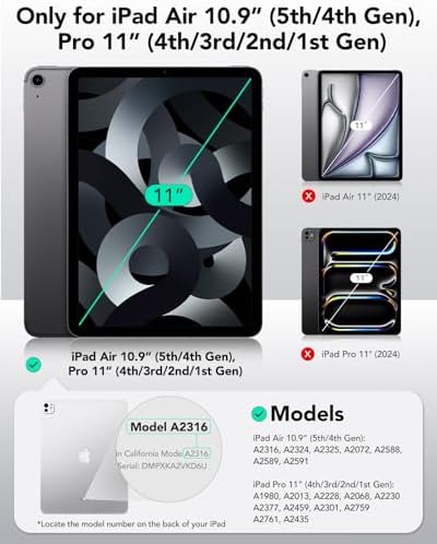 ESR Paper Feel Magnetic Screen Protector for iPad Air 13 Inch M3/M2  7th/6th Gen  2025/2024   Write and Draw Like on Paper  Detachable and Reusable  Compatible with Tempered Film  Matte  Anti Glare