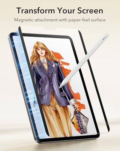 ESR Paper Feel Magnetic Screen Protector for iPad Air 13 Inch M3/M2  7th/6th Gen  2025/2024   Write and Draw Like on Paper  Detachable and Reusable  Compatible with Tempered Film  Matte  Anti Glare