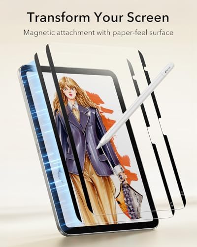 ESR Paper Feel Magnetic Screen Protector for iPad Air 13 Inch M3/M2  7th/6th Gen  2025/2024   Write and Draw Like on Paper  Detachable and Reusable  Compatible with Tempered Film  Matte  Anti Glare