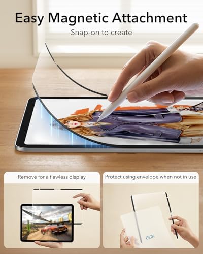 ESR Paper Feel Magnetic Screen Protector for iPad Air 13 Inch M3/M2  7th/6th Gen  2025/2024   Write and Draw Like on Paper  Detachable and Reusable  Compatible with Tempered Film  Matte  Anti Glare