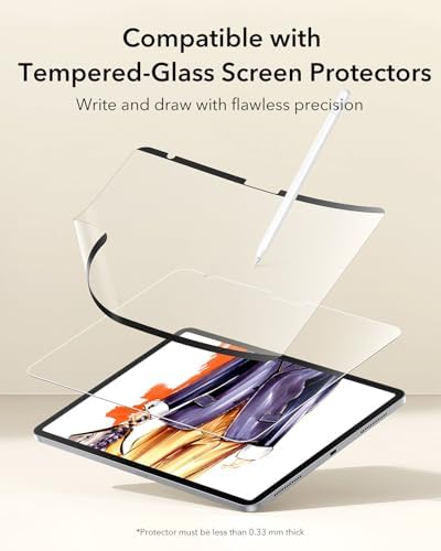 ESR Paper Feel Magnetic Screen Protector for iPad Air 13 Inch M3/M2  7th/6th Gen  2025/2024   Write and Draw Like on Paper  Detachable and Reusable  Compatible with Tempered Film  Matte  Anti Glare
