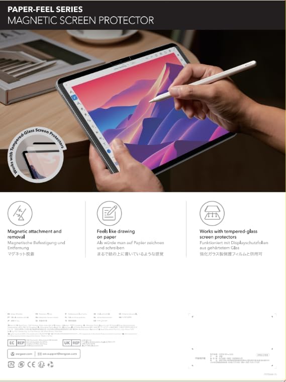 ESR Paper Feel Magnetic Screen Protector for iPad Air 13 Inch M3/M2  7th/6th Gen  2025/2024   Write and Draw Like on Paper  Detachable and Reusable  Compatible with Tempered Film  Matte  Anti Glare