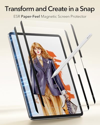 ESR Paper Feel Magnetic Screen Protector for iPad Air 13 Inch M3/M2  7th/6th Gen  2025/2024   Write and Draw Like on Paper  Detachable and Reusable  Compatible with Tempered Film  Matte  Anti Glare