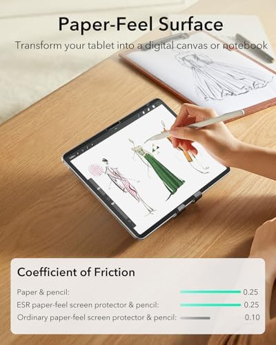 ESR Paper Feel Magnetic Screen Protector for iPad Air 13 Inch M3/M2  7th/6th Gen  2025/2024   Write and Draw Like on Paper  Detachable and Reusable  Compatible with Tempered Film  Matte  Anti Glare