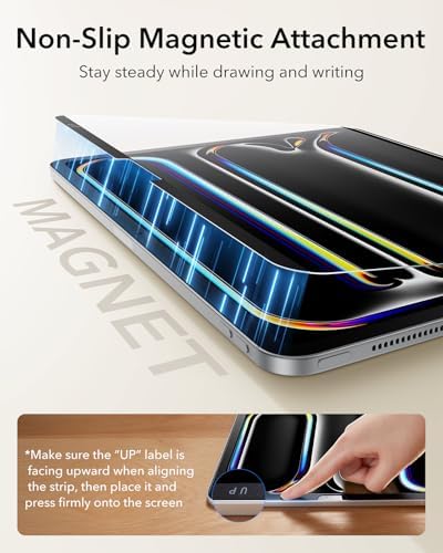 ESR Paper Feel Magnetic Screen Protector for iPad Air 13 Inch M3/M2  7th/6th Gen  2025/2024   Write and Draw Like on Paper  Detachable and Reusable  Compatible with Tempered Film  Matte  Anti Glare