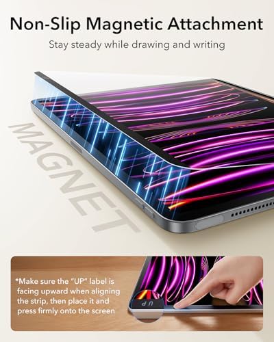 ESR Paper Feel Magnetic Screen Protector for iPad Air 13 Inch M3/M2  7th/6th Gen  2025/2024   Write and Draw Like on Paper  Detachable and Reusable  Compatible with Tempered Film  Matte  Anti Glare