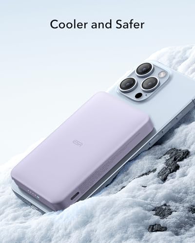 ESR for MagSafe Power Bank  Ultra Compact 10 000mAh MagSafe Portable Charger  Qi2 Certified 15W Ultra Fast Battery Pack  27W USB C MagSlim Charger with Cable for iPhone 17/16/15/14/13/12  Lavender