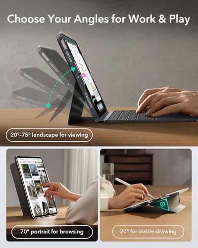 ESR for iPad Air 11 Inch Case with Keyboard M4/M3/M2  2026/2025/2024  & Air 5th/4th Gen Shift Keyboard Case  Magnetic Detachable Keyboard  Portrait/Landscape Modes  Click Anywhere Trackpad  Dark Gray