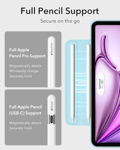 ESR for iPad Air 13 Inch Case M3/M2  2025/2024   iPad Pro 12 9 6th/5th/4th Gen  Powerful Magnetic Attachment  Slim Trifold Stand Case  Supports Pencil Pro & Pencil  USB C   Rebound Series  Black