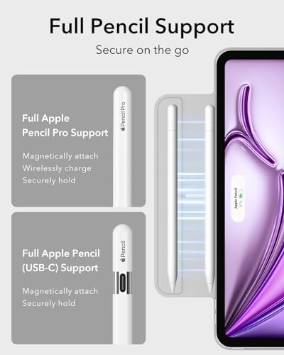 ESR for iPad Air 13 Inch Case M3/M2  2025/2024   iPad Pro 12 9 6th/5th/4th Gen  Powerful Magnetic Attachment  Slim Trifold Stand Case  Supports Pencil Pro & Pencil  USB C   Rebound Series  Black