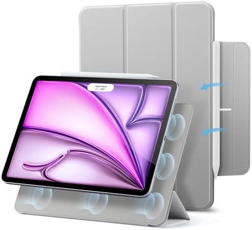 ESR for iPad Air 13 Inch Case M3/M2  2025/2024   iPad Pro 12 9 6th/5th/4th Gen  Powerful Magnetic Attachment  Slim Trifold Stand Case  Supports Pencil Pro & Pencil  USB C   Rebound Series  Black