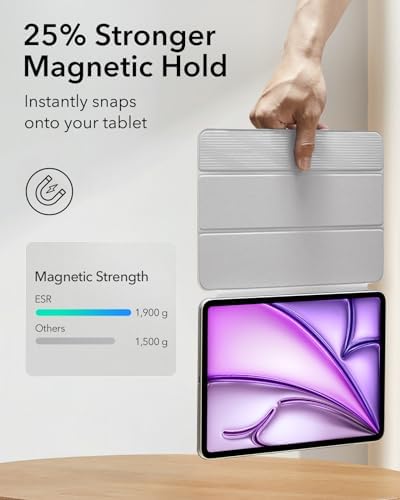 ESR for iPad Air 13 Inch Case M3/M2  2025/2024   iPad Pro 12 9 6th/5th/4th Gen  Powerful Magnetic Attachment  Slim Trifold Stand Case  Supports Pencil Pro & Pencil  USB C   Rebound Series  Black