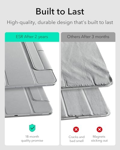 ESR for iPad Air 13 Inch Case M3/M2  2025/2024   iPad Pro 12 9 6th/5th/4th Gen  Powerful Magnetic Attachment  Slim Trifold Stand Case  Supports Pencil Pro & Pencil  USB C   Rebound Series  Black