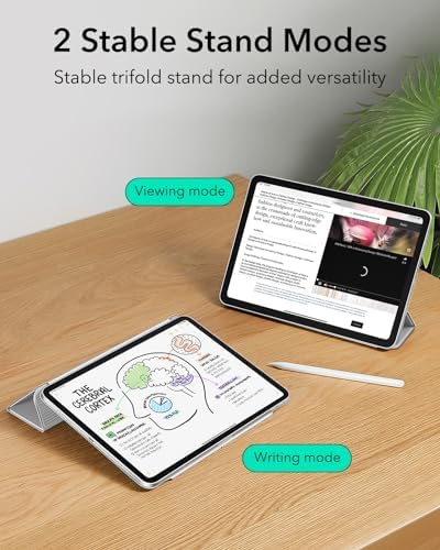 ESR for iPad Air 13 Inch Case M3/M2  2025/2024   iPad Pro 12 9 6th/5th/4th Gen  Powerful Magnetic Attachment  Slim Trifold Stand Case  Supports Pencil Pro & Pencil  USB C   Rebound Series  Black