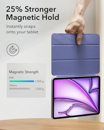 ESR for iPad Air 13 Inch Case M3/M2  2025/2024   iPad Pro 12 9 6th/5th/4th Gen  Powerful Magnetic Attachment  Slim Trifold Stand Case  Supports Pencil Pro & Pencil  USB C   Rebound Series  Black