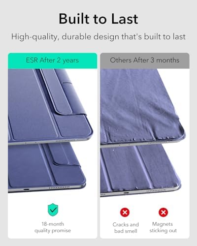 ESR for iPad Air 13 Inch Case M3/M2  2025/2024   iPad Pro 12 9 6th/5th/4th Gen  Powerful Magnetic Attachment  Slim Trifold Stand Case  Supports Pencil Pro & Pencil  USB C   Rebound Series  Black