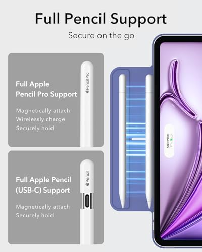 ESR for iPad Air 13 Inch Case M3/M2  2025/2024   iPad Pro 12 9 6th/5th/4th Gen  Powerful Magnetic Attachment  Slim Trifold Stand Case  Supports Pencil Pro & Pencil  USB C   Rebound Series  Black