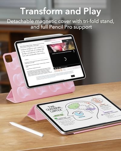 ESR for iPad Air 13 Inch Case M3/M2  2025/2024   iPad Pro 12 9 6th/5th/4th Gen  Powerful Magnetic Attachment  Slim Trifold Stand Case  Supports Pencil Pro & Pencil  USB C   Rebound Series  Black