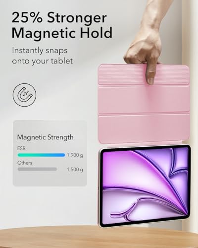 ESR for iPad Air 13 Inch Case M3/M2  2025/2024   iPad Pro 12 9 6th/5th/4th Gen  Powerful Magnetic Attachment  Slim Trifold Stand Case  Supports Pencil Pro & Pencil  USB C   Rebound Series  Black