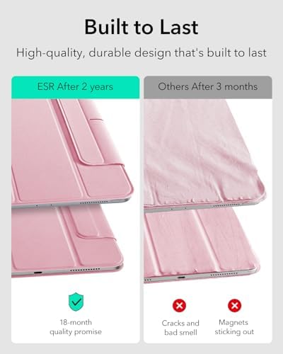 ESR for iPad Air 13 Inch Case M3/M2  2025/2024   iPad Pro 12 9 6th/5th/4th Gen  Powerful Magnetic Attachment  Slim Trifold Stand Case  Supports Pencil Pro & Pencil  USB C   Rebound Series  Black