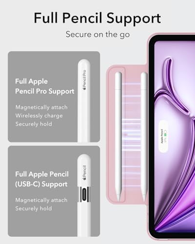 ESR for iPad Air 13 Inch Case M3/M2  2025/2024   iPad Pro 12 9 6th/5th/4th Gen  Powerful Magnetic Attachment  Slim Trifold Stand Case  Supports Pencil Pro & Pencil  USB C   Rebound Series  Black