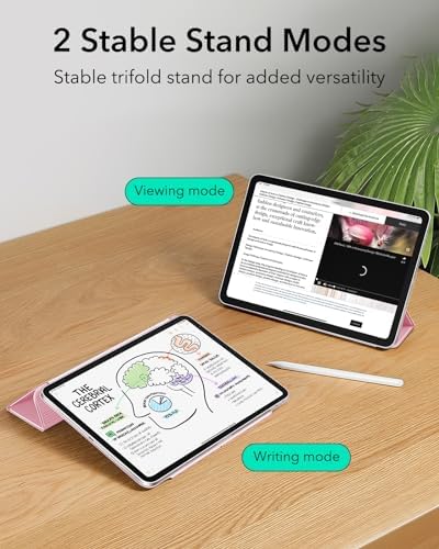 ESR for iPad Air 13 Inch Case M3/M2  2025/2024   iPad Pro 12 9 6th/5th/4th Gen  Powerful Magnetic Attachment  Slim Trifold Stand Case  Supports Pencil Pro & Pencil  USB C   Rebound Series  Black