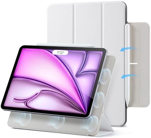ESR for iPad Air 13 Inch Case M3/M2  2025/2024   iPad Pro 12 9 6th/5th/4th Gen  Powerful Magnetic Attachment  Slim Trifold Stand Case  Supports Pencil Pro & Pencil  USB C   Rebound Series  Black